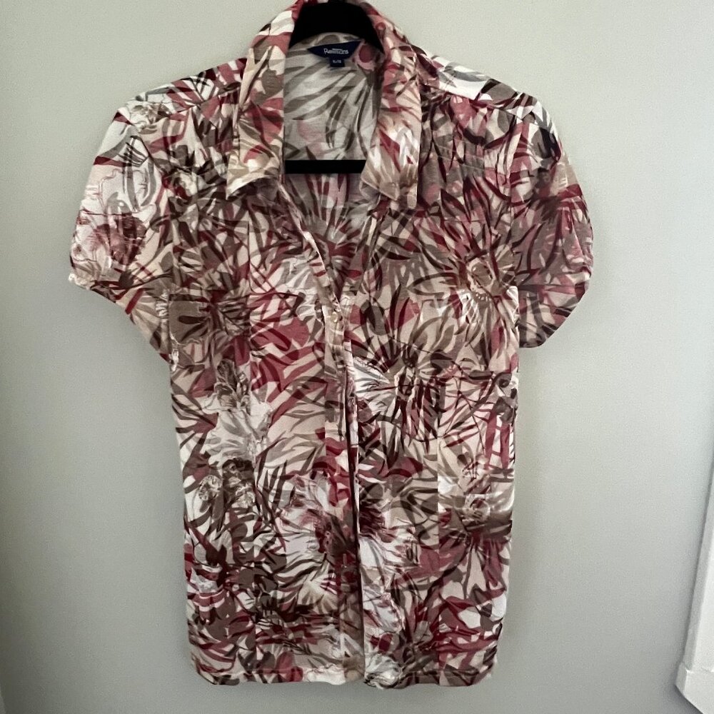Reitmans Button Down Tropical Print Blouse, Size XL